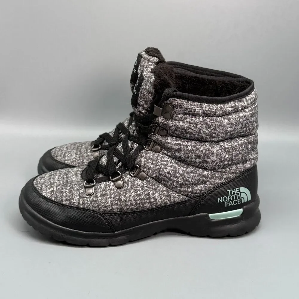 The North Face ThermoBall Lace II Women's 8 Gray Black Snow Boots Casual Outdoor